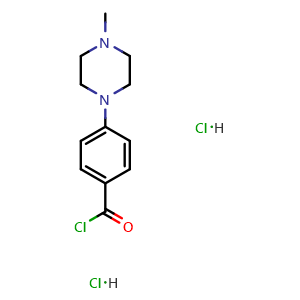 Chemical structure of 4-(4-Methylpiperazin-1-yl)benzoyl chloride dihydrochloride , CAS 827318-59-2, AChemBlock AD260287