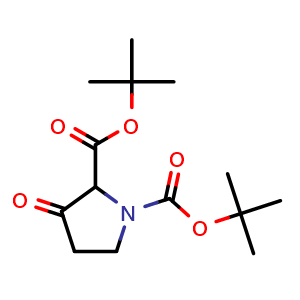 Chemical structure of tert-Butyl 1-boc-3-oxopyrrolidine-2-carboxylate , CAS 846551-03-9, AChemBlock AD260291