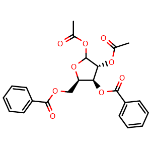Chemical structure of 1,2-Di-O-acetyl-3,5-di-O-benzoyl-D-xylofuranose , CAS 85026-60-4, AChemBlock AD260293