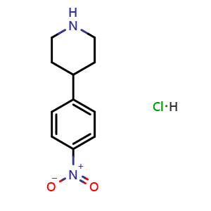 Chemical structure of 4-(4-Nitrophenyl)piperidine hydrochloride , CAS 883194-93-2, AChemBlock AD260304