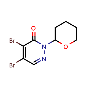 Chemical structure of 4,5-Dibromo-2-(tetrahydro-2H-pyran-2-yl)-3(2H)-pyridazinone , CAS 902749-93-3, AChemBlock AD260313