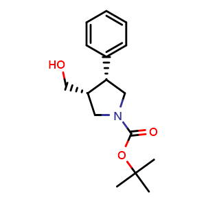 Chemical structure of [(3R,4R)-1-Boc-4-phenylpyrrolidin-3-yl]methanol , CAS 939823-95-7, AChemBlock AD260326