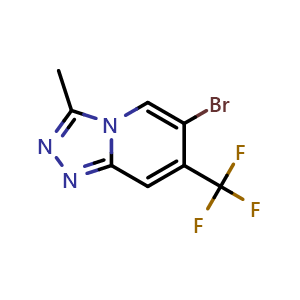 Chemical structure of 6-Bromo-3-methyl-7-(trifluoromethyl)-[1,2,4]triazolo[4,3-a]pyridine , AChemBlock AD260343