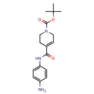 Chemical structure of N-(4-Aminophenyl)-1-boc-1,2,3,6-tetrahydropyridine-4-carboxamide , AChemBlock AD260346