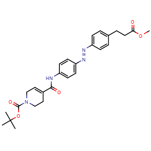 Chemical structure of Methyl (E)-3-[4-[[4-(1-boc-1,2,3,6-tetrahydropyridine-4-carboxamido)phenyl]diazenyl]phenyl]propanoate , AChemBlock AD260347