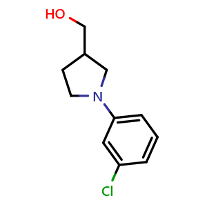 Chemical structure of (1-(3-Chlorophenyl)pyrrolidin-3-yl)methanol , CAS 1017444-94-8, AChemBlock AD260360