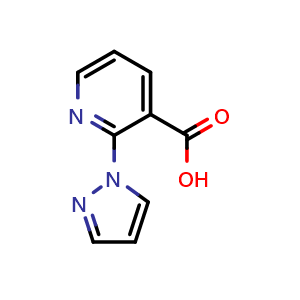 Chemical structure of 2-(1h-Pyrazol-1-yl)pyridine-3-carboxylic acid , CAS 1019075-47-8, AChemBlock AD260362
