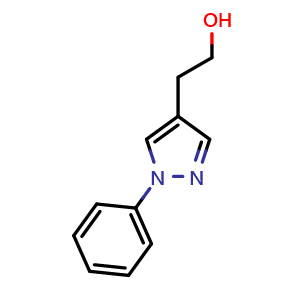 Chemical structure of 2-(1-Phenyl-1H-pyrazol-4-yl)ethan-1-ol , CAS 1020703-52-9, AChemBlock AD260367