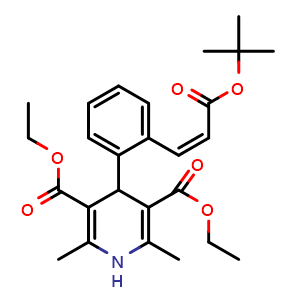 Chemical structure of 3,5-Diethyl 4-[2-[(1Z)-3-(1,1-dimethylethoxy)-3-oxo-1-propen-1-yl]phenyl]-1,4-dihydro-2,6-dimethyl-3,5-pyridinedicarboxylate , CAS 103890-79-5, AChemBlock AD260373