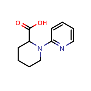 Chemical structure of 1-(Pyridin-2-yl)piperidine-2-carboxylic acid , CAS 1105521-60-5, AChemBlock AD260396