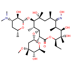 Chemical structure of Erythromycin A Oxime , CAS 111321-02-9, AChemBlock AD260398