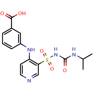 Chemical structure of 3-((3-(N-(Isopropylcarbamoyl)sulfamoyl)pyridin-4-yl)amino)benzoic acid , CAS 113844-99-8, AChemBlock AD260406