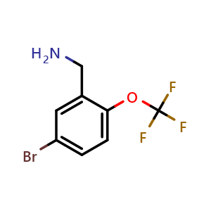 Chemical structure of (5-Bromo-2-(trifluoromethoxy)phenyl)methanamine , CAS 1152088-62-4, AChemBlock AD260412