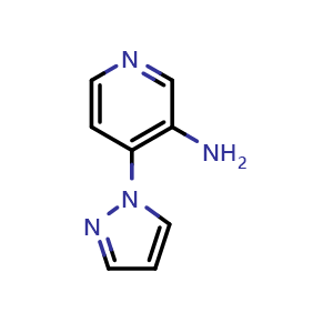 Chemical structure of 4-(1H-Pyrazol-1-yl)pyridin-3-amine , CAS 1152543-41-3, AChemBlock AD260413
