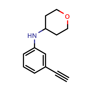 Chemical structure of N-(3-Ethynylphenyl)tetrahydro-2h-pyran-4-amine , CAS 1154882-94-6, AChemBlock AD260416
