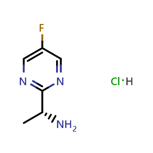 Chemical structure of (R)-1-(5-Fluoropyrimidin-2-yl)ethan-1-amine hydrochloride , CAS 1202070-40-3, AChemBlock AD260442