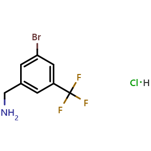 Chemical structure of (3-Bromo-5-(trifluoromethyl)phenyl)methanamine hydrochloride , CAS 1214350-34-1, AChemBlock AD260451
