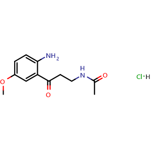 Chemical structure of N-(3-(2-Amino-5-methoxyphenyl)-3-oxopropyl)acetamide hydrochloride , CAS 1215711-91-3, AChemBlock AD260454