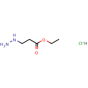 Chemical structure of Ethyl 3-hydrazinylpropanoate hydrochloride , CAS 1216111-67-9, AChemBlock AD260455