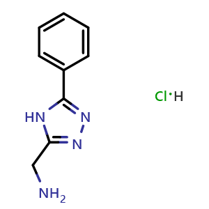 Chemical structure of (5-Phenyl-4H-1,2,4-triazol-3-yl)methanamine hydrochloride , CAS 1221726-04-0, AChemBlock AD260459