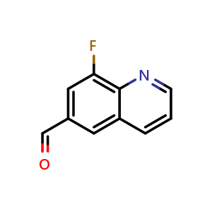 Chemical structure of 8-Fluoroquinoline-6-carbaldehyde , CAS 1229795-42-9, AChemBlock AD260465