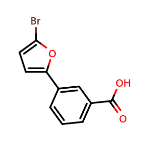 Chemical structure of 3-(5-Bromofuran-2-yl)benzoic acid , CAS 1235440-93-3, AChemBlock AD260469