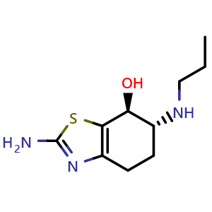 Chemical structure of rel-(6R,7S)-2-Amino-4,5,6,7-tetrahydro-6-(propylamino)-7-benzothiazolol , CAS 1246818-51-8, AChemBlock AD260478