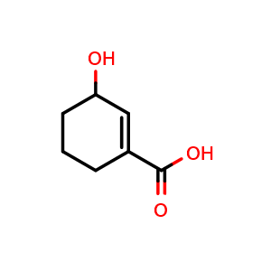 Chemical structure of 3-Hydroxycyclohex-1-enecarboxylic acid , CAS 127943-85-5, AChemBlock AD260503