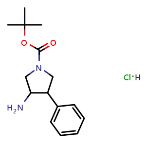 Chemical structure of tert-Butyl 3-amino-4-phenylpyrrolidine-1-carboxylate hydrochloride , CAS 1314941-25-7, AChemBlock AD260520