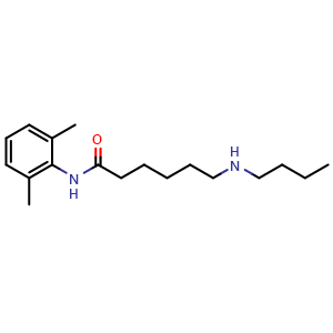 Chemical structure of 6-(Butylamino)-N-(2,6-dimethylphenyl)hexanamide (Bupivacaine Impurity) , CAS 1330172-81-0, AChemBlock AD260529
