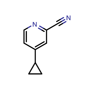 Chemical structure of 4-Cyclopropylpicolinonitrile , CAS 1333414-24-6, AChemBlock AD260535