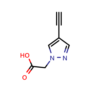 Chemical structure of 2-(4-Ethynyl-1H-pyrazol-1-yl)acetic acid , CAS 1354706-46-9, AChemBlock AD260546