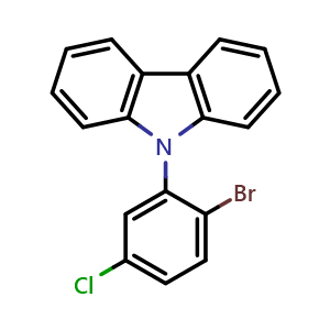 Chemical structure of 9-(2-Bromo-5-chlorophenyl)-9H-carbazole , CAS 1361956-35-5, AChemBlock AD260551