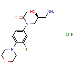 Chemical structure of (S)-N-(3-Amino-2-hydroxypropyl)-N-(3-fluoro-4-morpholinophenyl)acetamide hydrochloride (Linezolid Impurity) , CAS 1391068-25-9, AChemBlock AD260563