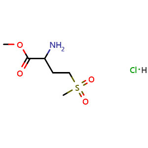 Chemical structure of Methyl 2-amino-4-(methylsulfonyl)butanoate hydrochloride , CAS 139974-52-0, AChemBlock AD260568