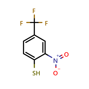 Chemical structure of 2-Nitro-4-(trifluoromethyl)benzene-1-thiol , CAS 14371-82-5, AChemBlock AD260587