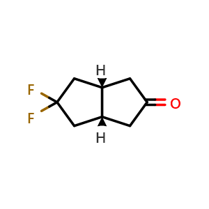 Chemical structure of rel-(3aR,6aS)-5,5-Difluorohexahydropentalen-2(1H)-one , CAS 1447943-05-6, AChemBlock AD260588