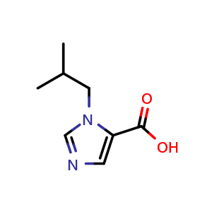 Chemical structure of 1-Isobutyl-1H-imidazole-5-carboxylic acid , CAS 1494010-53-5, AChemBlock AD260598