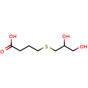 Chemical structure of 4-((2,3-Dihydroxypropyl)thio)butanoic acid , CAS 1532897-60-1, AChemBlock AD260606