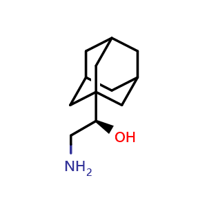 Chemical structure of (1R)-1-(adamantan-1-yl)-2-aminoethan-1-ol , CAS 1568090-75-4, AChemBlock AD260617