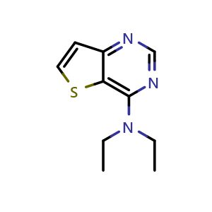 Chemical structure of N,N-Diethylthieno[3,2-d]pyrimidin-4-amine , CAS 16234-52-9, AChemBlock AD260634