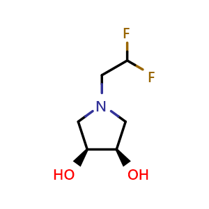 Chemical structure of (3R,4S)-1-(2,2-Difluoroethyl)-3,4-pyrrolidinediol , CAS 1690112-93-6, AChemBlock AD260650