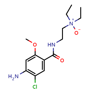 Chemical structure of 2-(4-Amino-5-chloro-2-methoxybenzamido)-N,N-diethylethanamine oxide , CAS 171367-22-9, AChemBlock AD260656