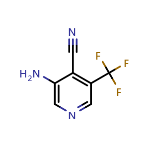 Chemical structure of 3-Amino-5-(trifluoromethyl)isonicotinonitrile , CAS 1807075-73-5, AChemBlock AD260683