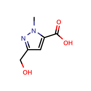 Chemical structure of 3-(Hydroxymethyl)-1-methyl-1H-pyrazole-5-carboxylic acid , CAS 1824146-72-6, AChemBlock AD260692