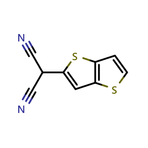 Chemical structure of 2-(Thieno[3,2-b]thiophen-2-yl)malononitrile , CAS 183309-04-8, AChemBlock AD260697