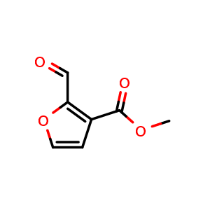 Chemical structure of Methyl 2-formylfuran-3-carboxylate , CAS 19076-60-9, AChemBlock AD260712