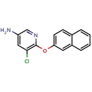 Chemical structure of 5-Chloro-6-(2-naphthalenyloxy)-3-pyridinamine , CAS 1963397-14-9, AChemBlock AD260734