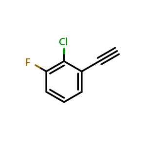 Chemical structure of 2-Chloro-1-ethynyl-3-fluorobenzene , CAS 2003928-77-4, AChemBlock AD260742