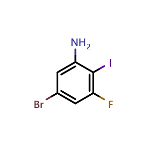 Chemical structure of 5-Bromo-3-fluoro-2-iodoaniline , CAS 2092868-81-8, AChemBlock AD260751